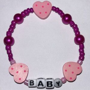 Handmade Pink Baby Beaded Bracelet Novelty Stretch Jewelry y2k baby girl